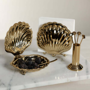 Polished Gold Fan Shell Napkin Holder
