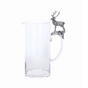 Pewter Stag Handle Glass Pitcher